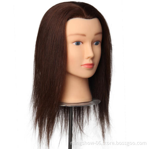 14 Inch brown free shipping training head mannequin of natural hair